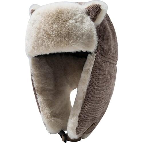 Adult Fishing Winter Thermal Bomber Hats Hat Cute Cats Ears Thunderheads Hat Fleece Thickened Ear Protection Velvet Thicken Cap