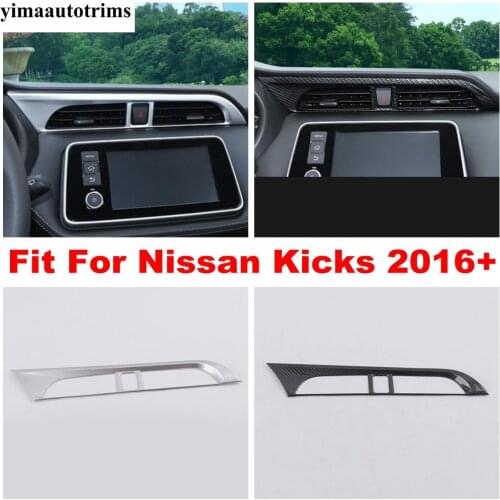 Middle Center Console Air Condition Vent Outlet Cover Trim ABS Carbon Fiber Look / Matte Interior For Nissan Kicks 2016 - 2021