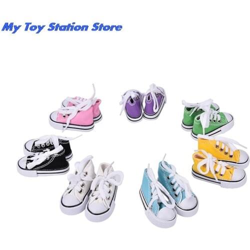 HOT Assorted Colors 7.5cm Canvas Shoes For 1/4 BJD Doll & Mini Doll Shoes &16 Inch Sharon doll Boots Doll Accessories