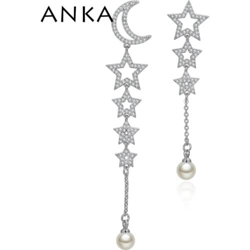 ANKA Brand Star And Moon Cubic Zirconia Earrings Gifts For Women Dangle Earrings With Cubic Zirconia Women #133480