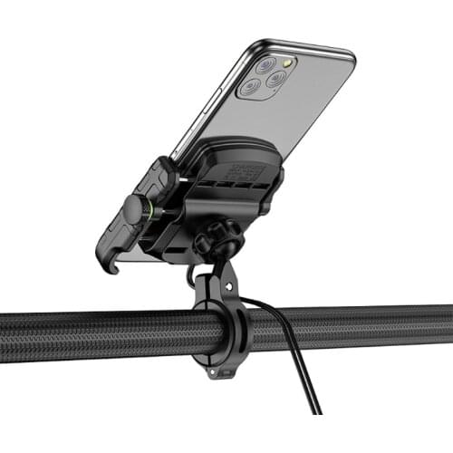 12V 24V Motorcycle Mobile Phone Mount Stand Holder with QC3.0 USB Quick Charger