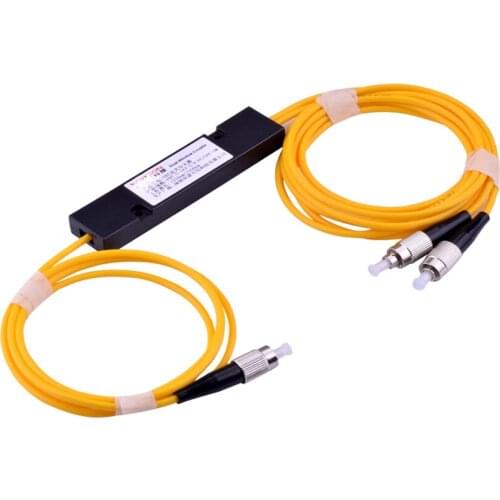 2PCS FC/UPC 1x2 FBT Fiber Optic Splitter 1310/1550nm Singlemode, PLC Splitter Module SM 1M, High Reliability