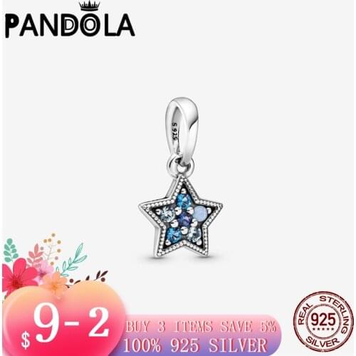 2021 new 925 Sterling Silver Bright and blue star pendant Beads Bracelet Fit Original Pandora Bracelet DIY Jewelry For Women