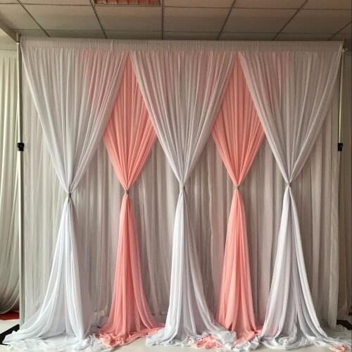 3 Layers 3m * 3m Mixed Color Chiffon Backdrop Luxurious Wedding Backdrop 5 Panels Chiffon Drape