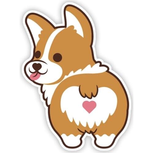A0128# 13 cm/17 cm Self-adhesive Decal Corgi Butt Dog Car Sticker Waterproof Auto Decors on Bumper Rear Window Laptop