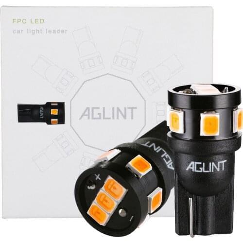 AGLINT 10PCS T10 W5W Yellow LED Bulbs 2835SMD 9Chips For Auto Interior Door Dome Reading Bulbs Trunk Pathway Lighting Amber 12V