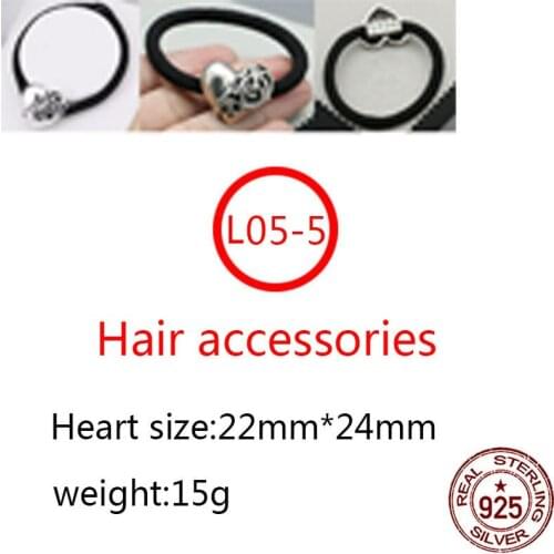 L05-5 S925 sterling silver hair accessories headband retro personality simple punk hip-hop style jewelry heart-shaped birthday