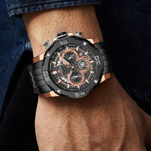 NAVIFORCE Watches Quartz Male Waterproof Luxury Brand Sports Relogio Masculino Men Clock Leather Men’s Top Analog Military Watch