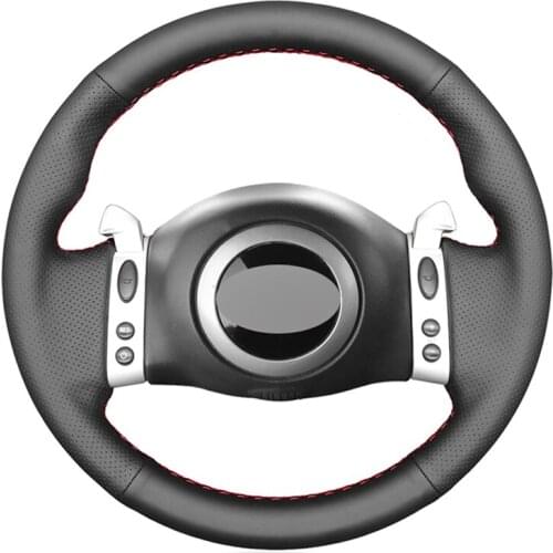 Black Artificial Leather Hand-stitched Car Steering Wheel Cover for Mini Coupe 2001-2006 Convertible 2004-2008 Mini R50 R53 R60