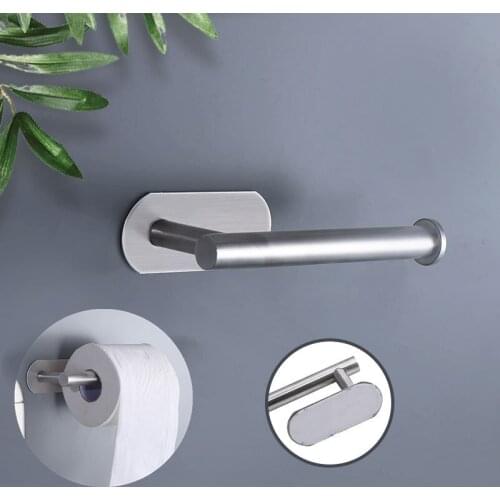 Free Kitchen Roll Paper Accessory Wall Mount Toilet Paper Holder Stainless Steel Bathroom Tissue Towel Accessories Rack Holders