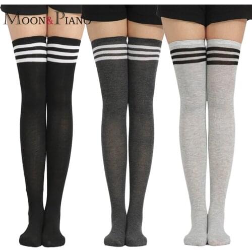 Europe And The United States Trend Stripes Three Bars Long Paragraph long Tube Wild Was Thin Over The Knees Ladies Stockings