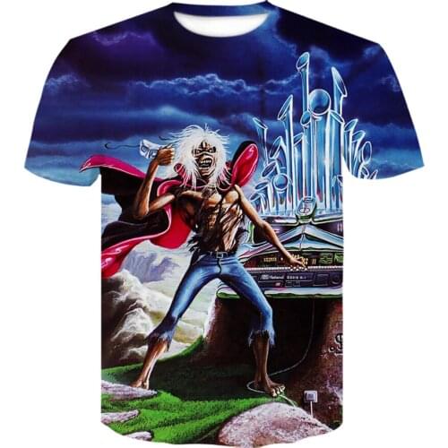 2021 summer Male tshirt heavy metal skull T shirt Punk festival rock 3D Print t shirt Casual loose tshirt harajuku Short sleeve