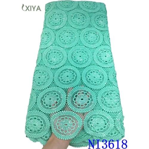 Guipure Cord Lace Fabrics with Sequins Embroidery African Milk Silk Lace Fabric High Quality Nigeria Milk Fiber Lace NI3618