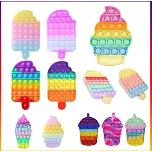 Ice Cream Bubble Toy Rainbow Push Bubble Sensory Fidget Toys Popis Dimple Antistress Toy Kids Autism Needs Squeeze Toy For Child