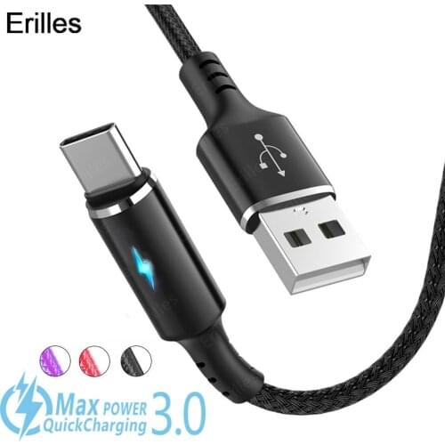 USB-C Cable Charger For Samsung Galaxy S10 S9 Huawei Mate 30 P40 / P40 Xiaomi 3A USB Type C Cable Fast Charging Breathing light