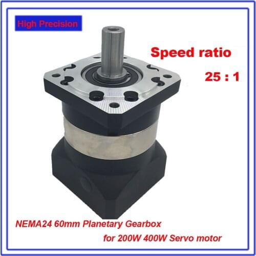 25:1 Ratio NEMA24 60mm Planetary Reducer 14mm input High Precision Gearbox Reducer for 200W 400W Servo Motor Stepper motor
