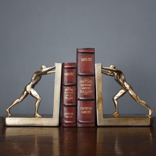Creative European-Style Retro Study Wine Cabinet Office Decorations Ornaments Sports People Push Things Bookends By Book Stand