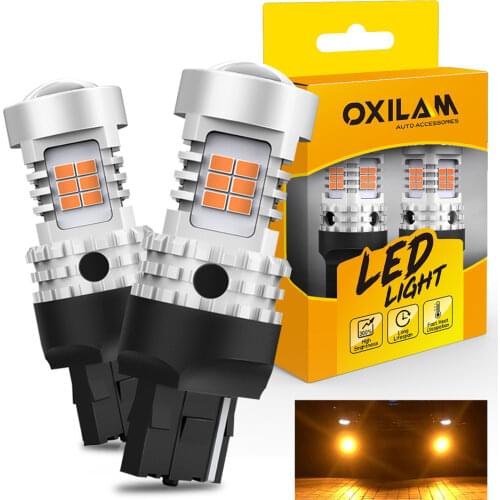 2pcs W21W WY21W T20 7440 7440NA LED Canbus Error Free Turn Signal Light Bulbs No Hyper Flash Amber Yellow 12V T20 W21W WY21W Led