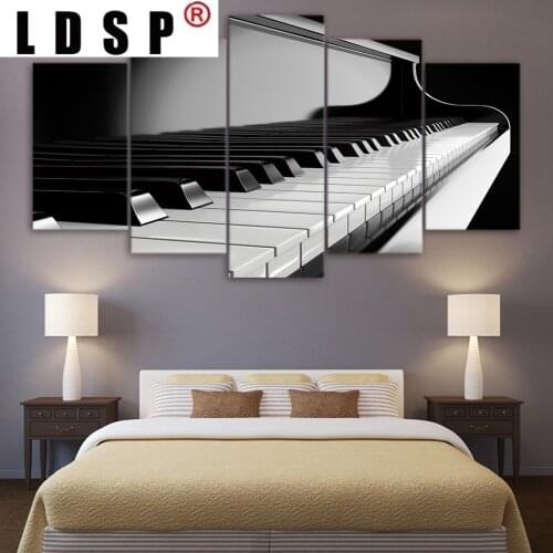 LDSP 5 Panles Piano Wall Art Modern Decoration Music Instrument HD Pictures Print Poster Canvas Painting Living Room Home Decor