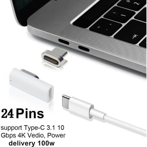 Magnetic USB C Adapter 24 Pins Type C Connector PD 100W Fast Charging Converter for iPad MacBook Pro