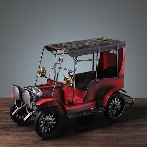 Retro Car Model Tin Material Home Decor Ornaments Handicraft Cabinet Furnishings