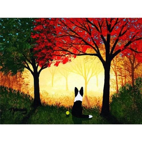 Animal Border Collie DIY Embroidery Cross Stitch 11CT Kits Craft Needlework Set Cotton Thread Printed Canvas Home Design
