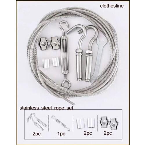 4mm Stainless Steel Rope Set Outdoor Clothesline 1M -10M Length
