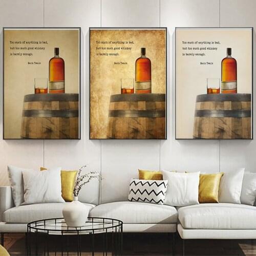 Whiskey Print Wall Canvas - Bar Art - Whiskey Poster - Mark Twain Quote - Wall Art Home Decor Fine Art Print Unique Gift