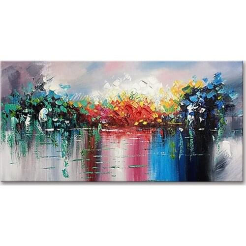 Mintura Wall Picture for Living Room Oil Painting on Canva Hand Painted Abstract Landscape Knife Painting Hotel Decor No Framed