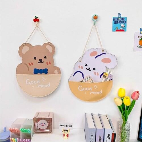 Cute Cartoon Animal Bedroom Desktop Hanging Storage Bag Large Capacity Wall Hanging Stationery Notebook Storage Organizer Bag