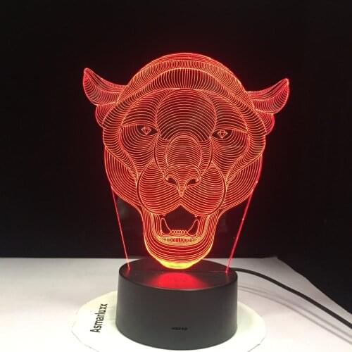 Lion Face Night Light 7 Color Changing Animal LED Night Lights 3D LED Desk Table Lamp for Children Friends Home Decoration Gift