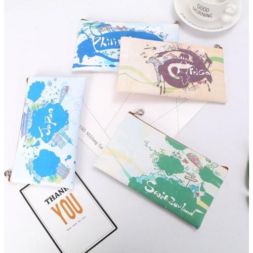 New National Letter Print Canvas Money Purse Ladies Clutch Bag Cosmetic Bag Holder Change Purse for Girls Coin Storage Bag Pouch