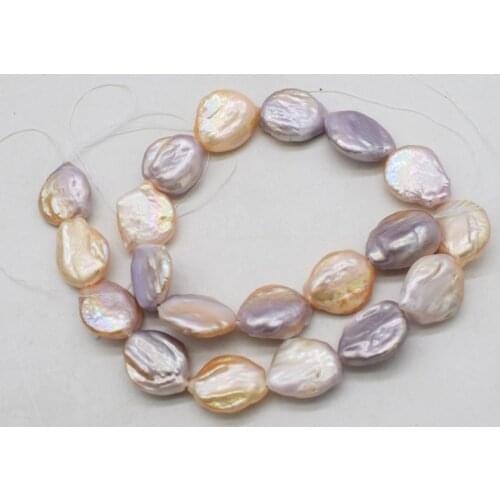 Freshwater pearl reborn keshi pink add purple flat FPPJ wholesale beads nature loose beads 15inch for DIY jewelry A