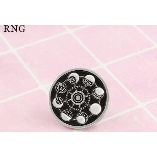RNG New round black magic turntable Ferris wheel metal pin star sky moon star personality creative seal Lapel dress Brooch