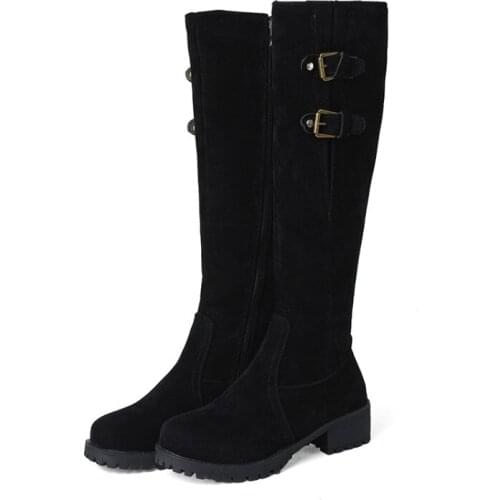 Big Size boots women woman winter boots women women shoes botas Solid color round head side zipper