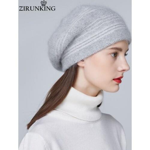 ZIRUNKING Women Fashion Wool Knitting Hat Female Autumn Warm Caps High Quality Lady Cashmere Casual Beanies for Women ZH1802