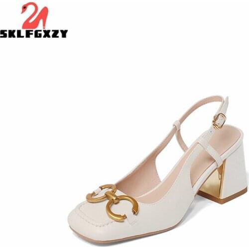 SKLFGXZY Summer Genuine Leather Women Sandals High Heels Leisure Party Wedding Shoes Sandals
