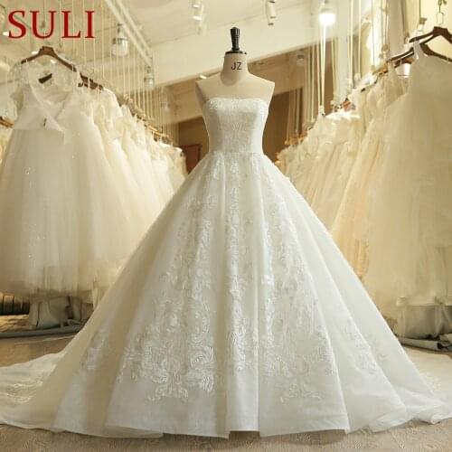 SL-502 Charming Strapless Applique Lace Vintage Bridal Wedding Dress 2018 Princess Wedding Dresses Turkey