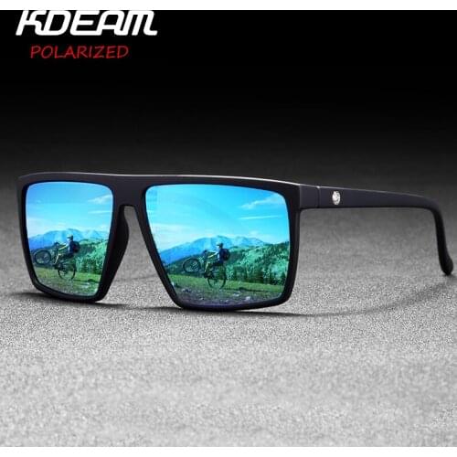 Square Polarized Sunglasses for Men Flat Top TR90 Frame Anti Resistance Sports Sunglass Fashion Mirror Shades With Free Box
