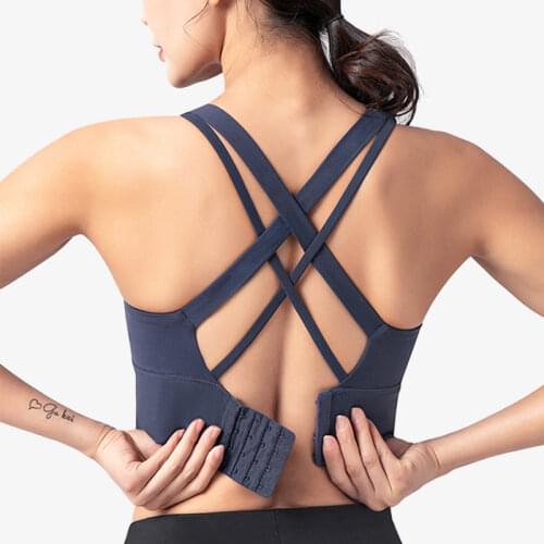 Plus Size XXXL Sports Bra Adjustable Back Buckle Women Sexy V Collar Running Yoga Bra High Strength Shockproof Gym Fitness Bra