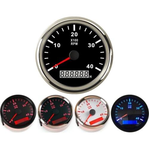 1pc 0-4000RPM Revolution Meters Instrument Red Blue Backlight Tachometer Gauges with Digital Hourmeters 85mm for Motorcycle Auto