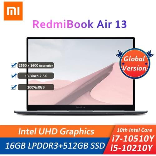 Xiaomi RedmiBook Air 13 Laptop i7-10510Y/i5-10210Y 16GB RAM+512GB SSD Full Mental Ultraslim Portable 2.5K 13.3 inch Notebook PC