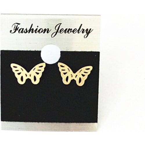 V Attract 10pairs Stainless Steel Bijoux Brincos Gold Color Cute Butterfly Stud Earrings Women Fashion Jewelry