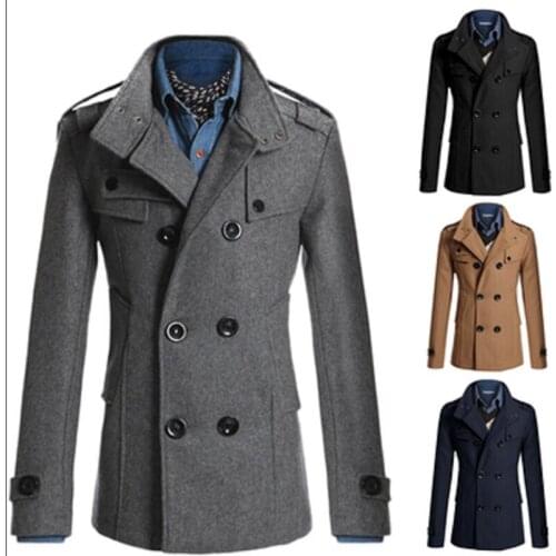 Mens Woolen Windbreaker Designer Jacket For Men Windbreaker Brand Outwear Long Sleeves Double Breasted Luxury Long Coat Fashion