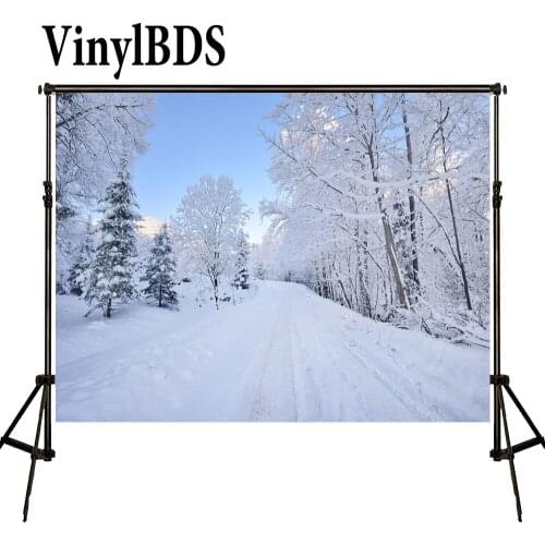 VinylBDS Background 5x7ft Winter Photography Backdrops Snowflakes Background White Scenery Forest Backdrops for Photo Studio