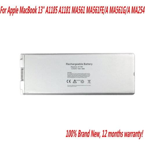 High Quality White Laptop battery For Apple MacBook 13" A1185 A1181 MA561 MA561FE/A MA561G/A MA254