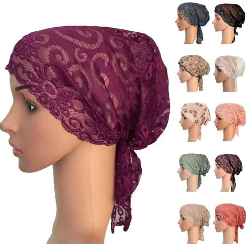Women Muslim Inner Cap Arab Lace Hijab Underscarf Islamic Headwear Turban Bonnet Hat Bandage Caps Underscarf Hair Loss Covers