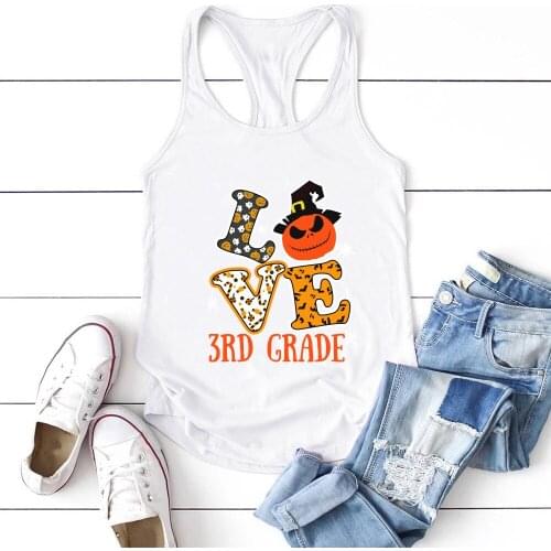 Women Sleeveless Summer Vest Aesthetic O Neck Tops for Women Plus Size Love 3rd Grade Printing Halloween Tank Top