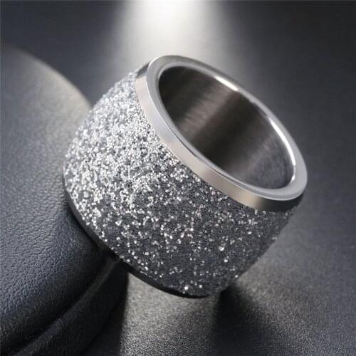 Modyle 2020 New Fashion 4 Colors Stainless Steel Rings for Woman Frosting Surface Big Round Wedding Band Party Female Jewelry