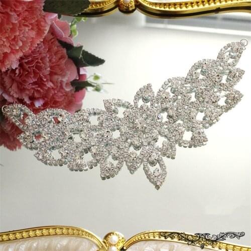1Piece 20X 9cm Silver Crystal Rhinestone Applique Butterfly Wedding Bridal Fashion Decoration RT0031